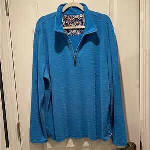 Robert Graham Blue Quarter-Zip Men's Sweater size 2XL